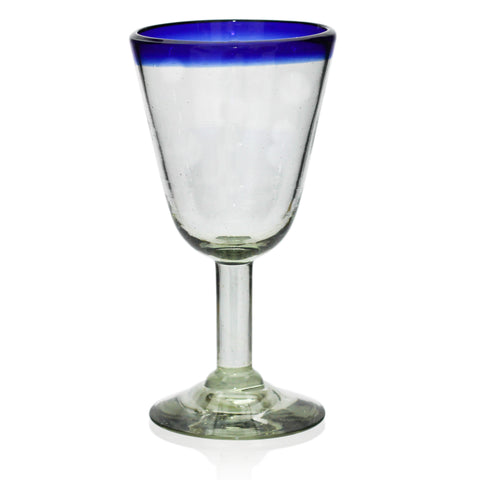 Blue Rim Campana Wine Glass - Recycled Glass