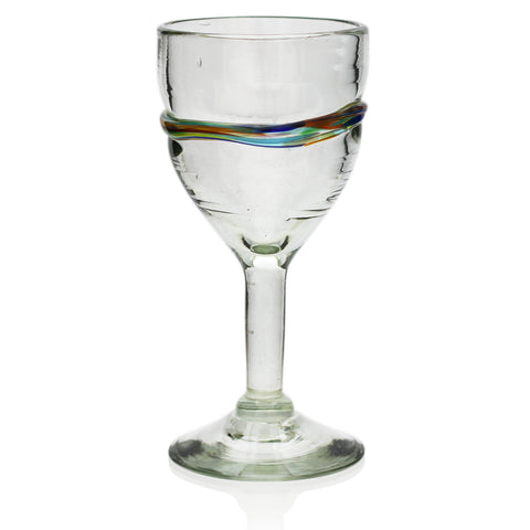 Multi-Stripe Large Wine Glass - Recycled Glass