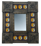 Tiled Tin Mirror - Aztec Sun