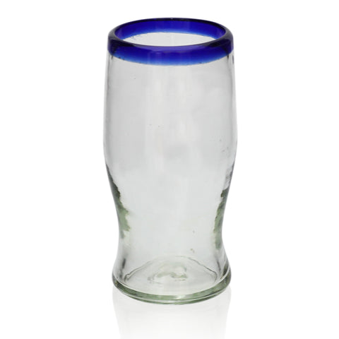 Blue Rim Pint Glass - Recycled Glass