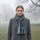 Thick Striped Winter Scarf - 100% Wool
