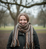 Thick Striped Winter Scarf - 100% Wool