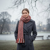 Thick Striped Winter Scarf - 100% Wool