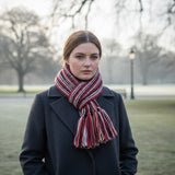 Thick Striped Winter Scarf - 100% Wool