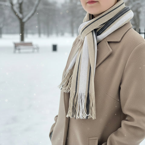Soft, Long Winter Scarf - Striped