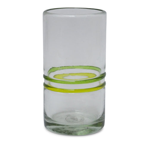 Hi-ball glasses, yellow/green set of 6,  handmade in Mexico