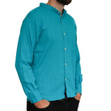 Long-Sleeve Grandad Shirt from Ecuador - 100% cotton - Choice of Colours