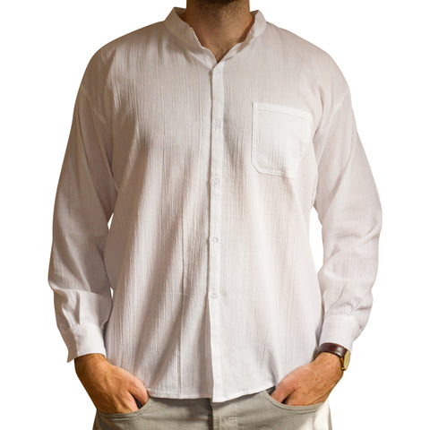 Long-Sleeve Grandad Shirt from Ecuador - 100% cotton - Choice of Colours