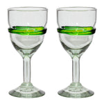 Green Stripe Large Wine Glass - Recycled Glass