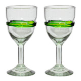 Green Stripe Large Wine Glass - Recycled Glass