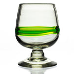 Green Stripe Small Cognac / Brandy Glass - Recycled Glass