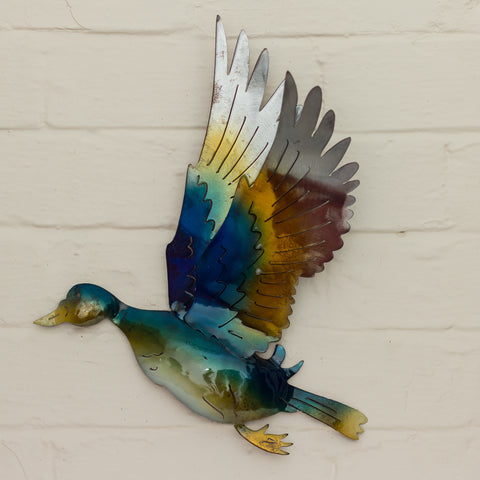 Recycled Tin Flying Duck - Blue