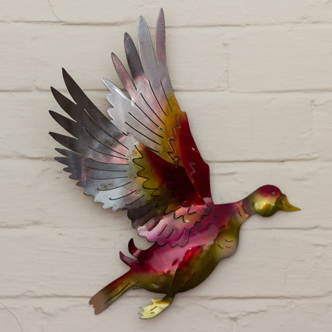 Recycled Tin Flying Duck - Pink