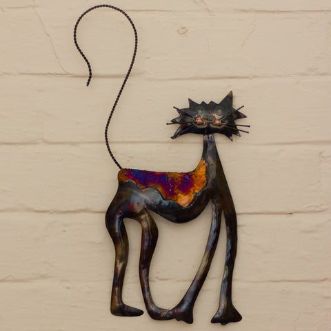 Recycled Tin Smiling Cat