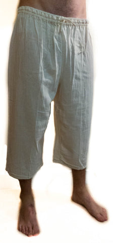 Summer 3/4-Length Trousers, Elasticated Waist, 100% Cotton - Choice of Colours