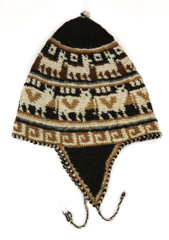 Crochted Alpaca Chullo hat with ear flaps