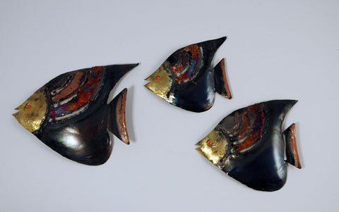 Recycled Tin Angel Fish set of 3