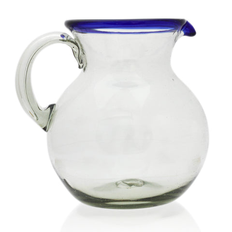 Blue rim recycled glass water jug