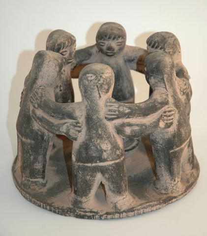 6 Mayan figures copal burner black