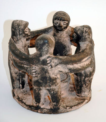 4 Mayan figures copal burner black