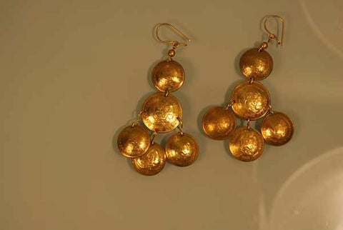 Old brass 5 coin peruvian earrings